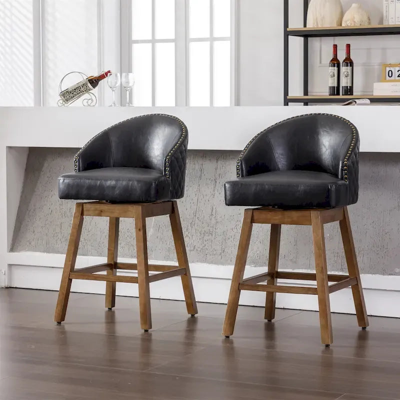 Tabouret de bar pivotant à 360 degrés à hauteur de comptoir avec repose-pieds