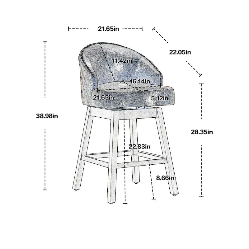 Tabouret de bar pivotant à 360 degrés à hauteur de comptoir avec repose-pieds
