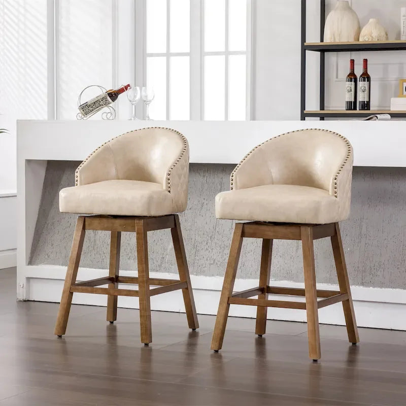 Tabouret de bar pivotant à 360 degrés à hauteur de comptoir avec repose-pieds