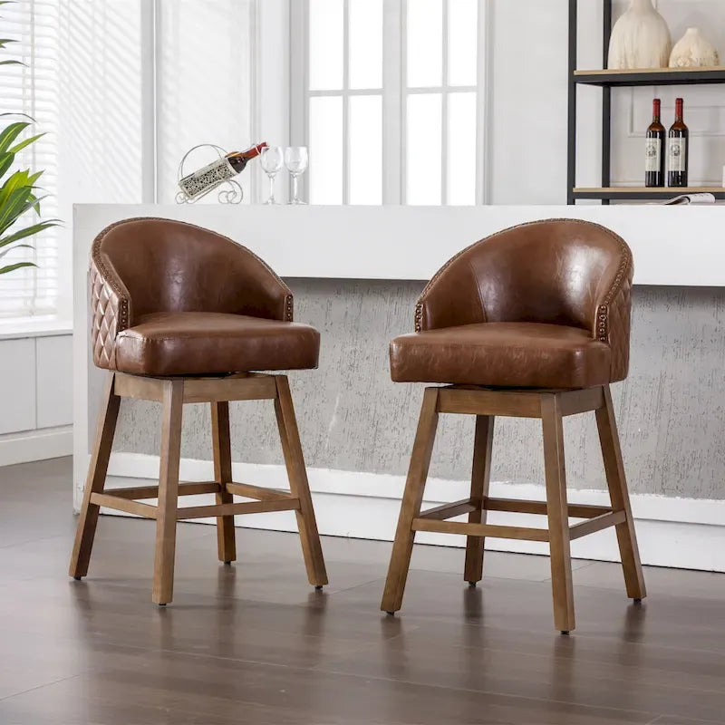 Tabouret de bar pivotant à 360 degrés à hauteur de comptoir avec repose-pieds
