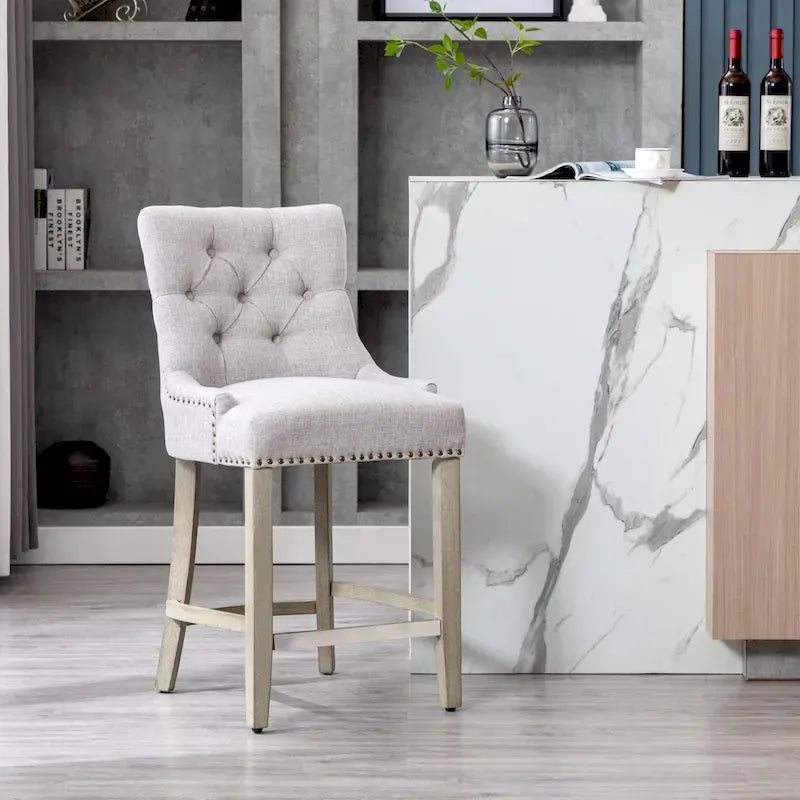 Tabouret de comptoir et de bar matelassé capitonné 24 po