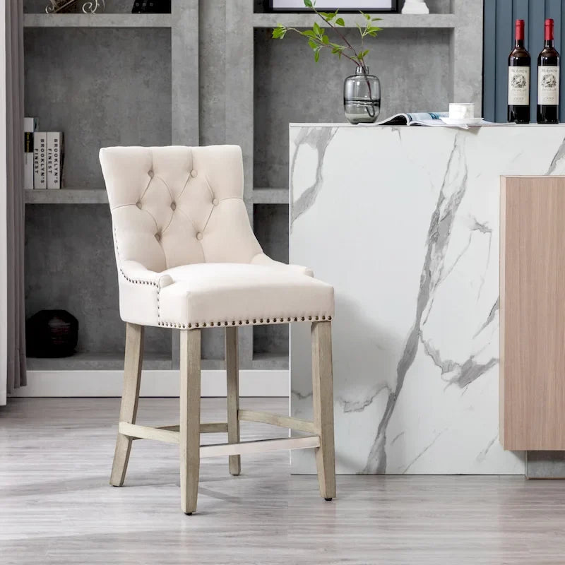 Tabouret de comptoir et de bar matelassé capitonné 24 po