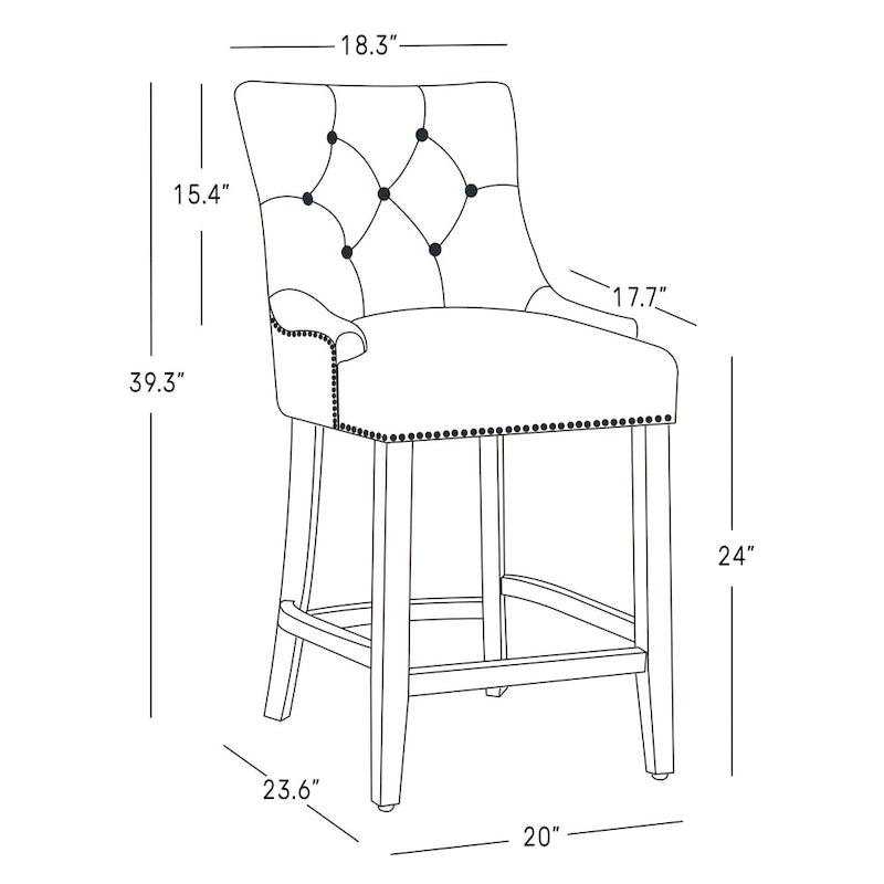 Tabouret de comptoir et de bar matelassé capitonné 24 po