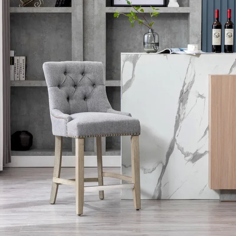 Tabouret de comptoir et de bar matelassé capitonné 24 po