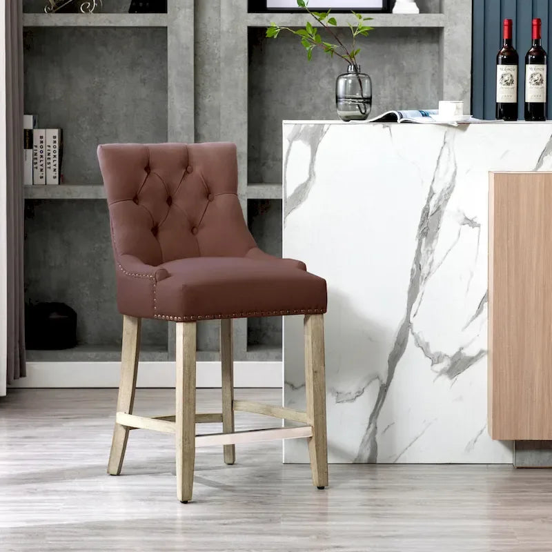 Tabouret de comptoir et de bar matelassé capitonné 24 po