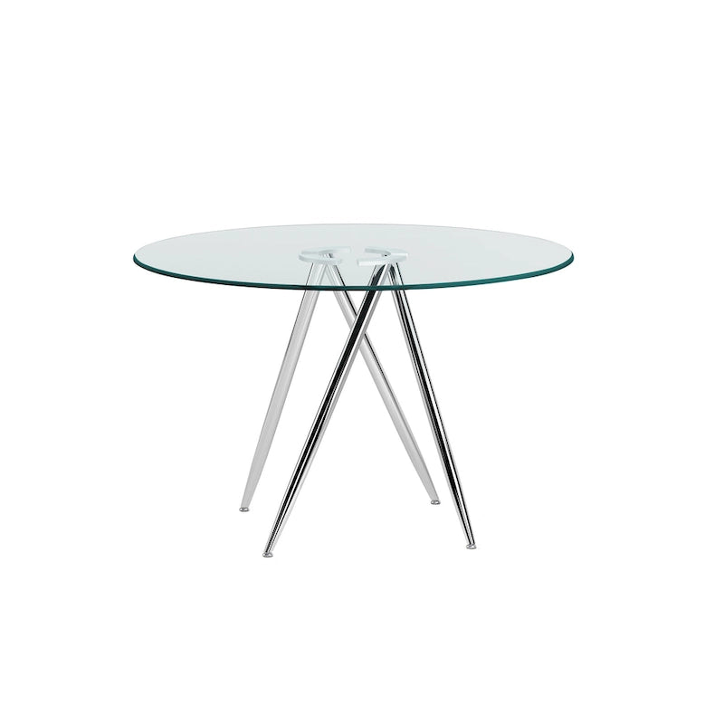 Table à manger ronde en verre de 47" avec piètement Art Déco fuselé