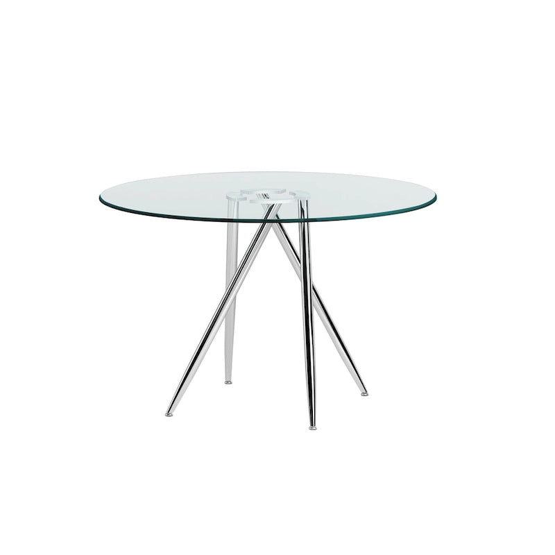Table à manger ronde en verre de 47" avec piètement Art Déco fuselé