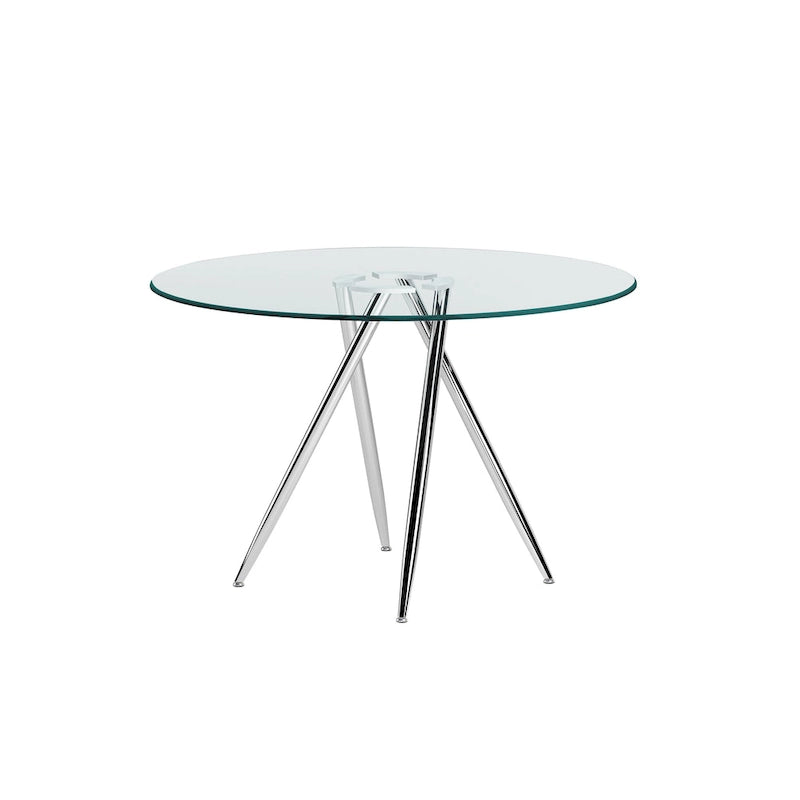 Table à manger ronde en verre de 47" avec piètement Art Déco fuselé