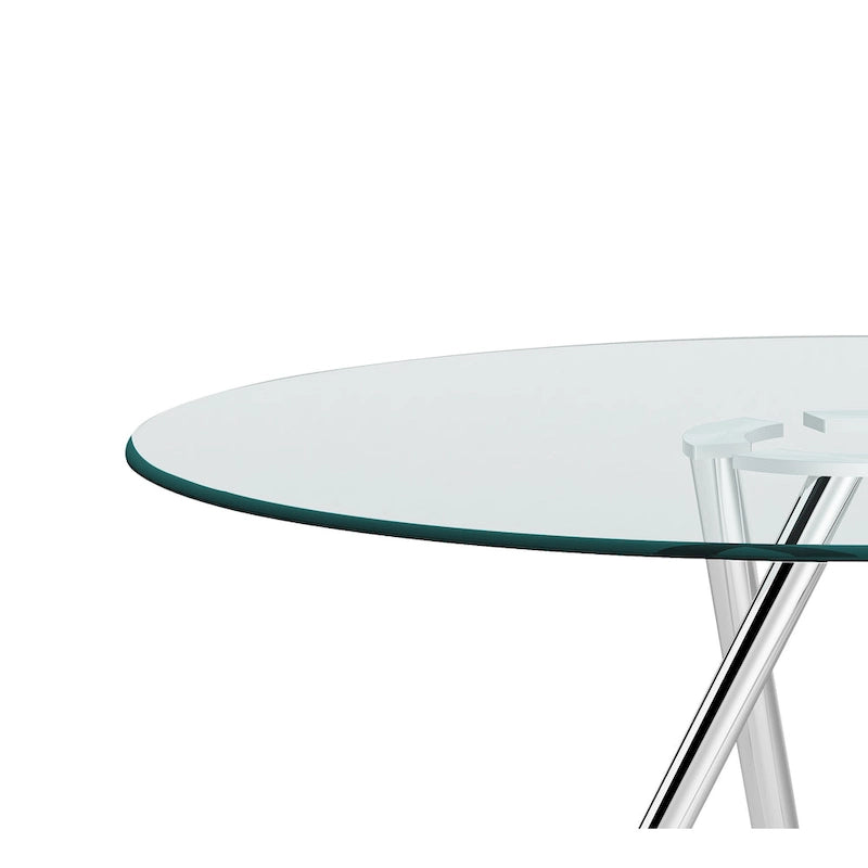 Table à manger ronde en verre de 47" avec piètement Art Déco fuselé