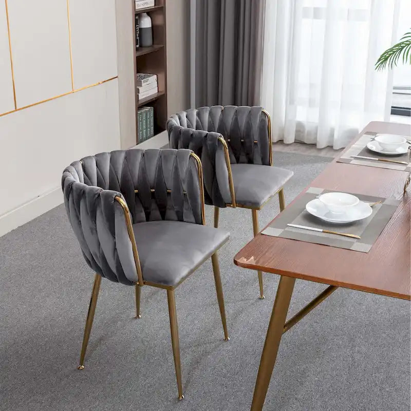 Chaise de salle à manger en velours, design moderne, gris