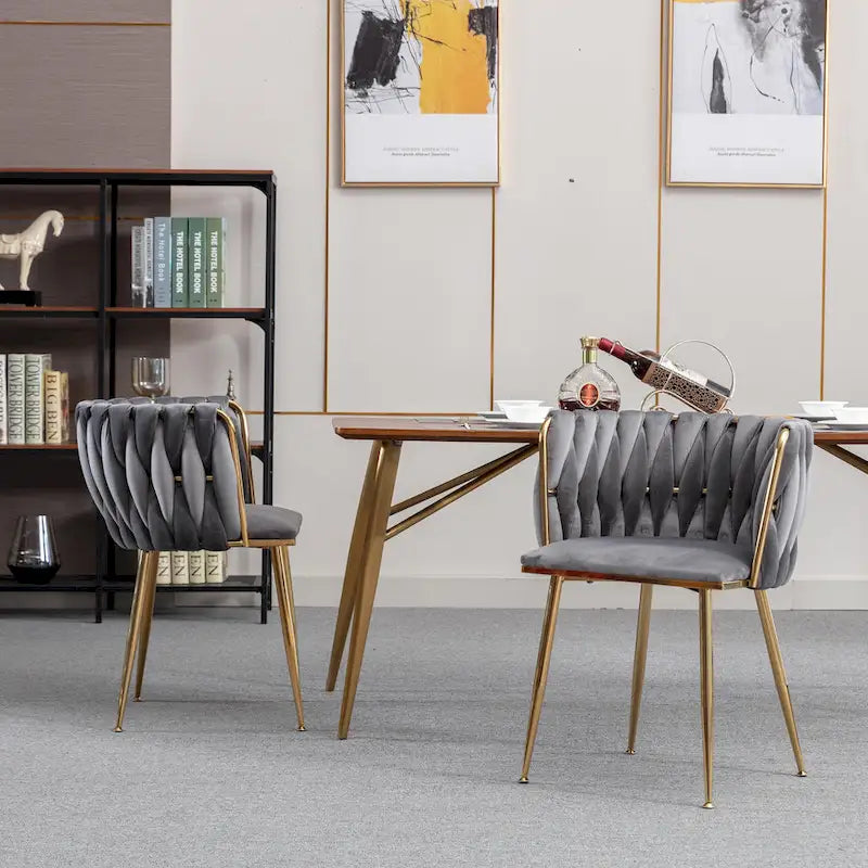 Chaise de salle à manger en velours, design moderne, gris