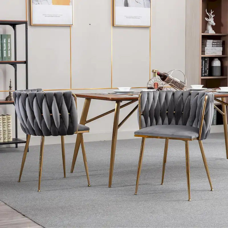 Chaise de salle à manger en velours, design moderne, gris