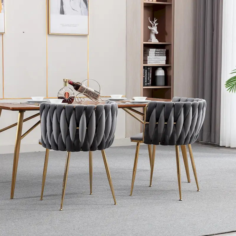 Chaise de salle à manger en velours, design moderne, gris