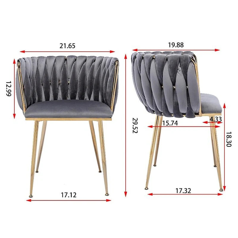Chaise de salle à manger en velours, design moderne, gris