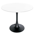 Table de salle à manger ronde de style milieu du siècle, 32 po, plateau en bois MDF et pied tulipe en fer brillant pour cuisine et salle à manger