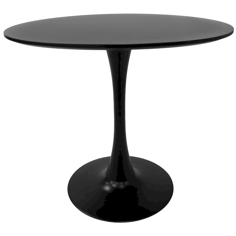 Table de salle à manger ronde de style milieu du siècle, 32 po, plateau en bois MDF et pied tulipe en fer brillant pour cuisine et salle à manger