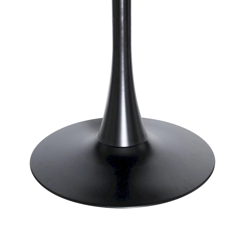 Table de salle à manger ronde de style milieu du siècle, 32 po, plateau en bois MDF et pied tulipe en fer brillant pour cuisine et salle à manger