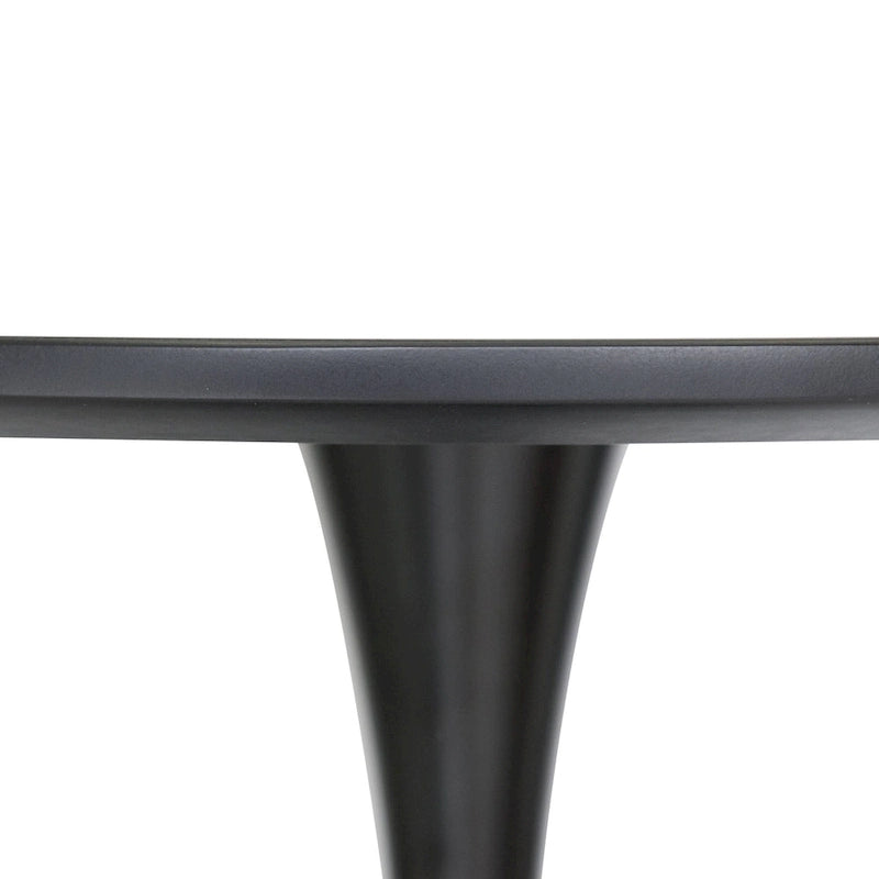 Table de salle à manger ronde de style milieu du siècle, 32 po, plateau en bois MDF et pied tulipe en fer brillant pour cuisine et salle à manger