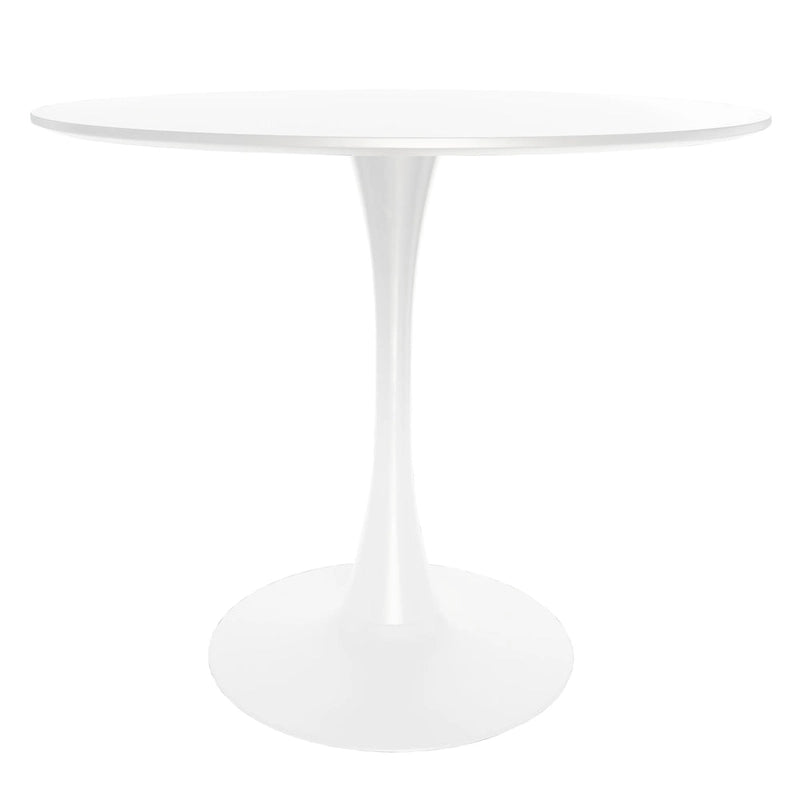 Table de salle à manger ronde de style milieu du siècle, 32 po, plateau en bois MDF et pied tulipe en fer brillant pour cuisine et salle à manger