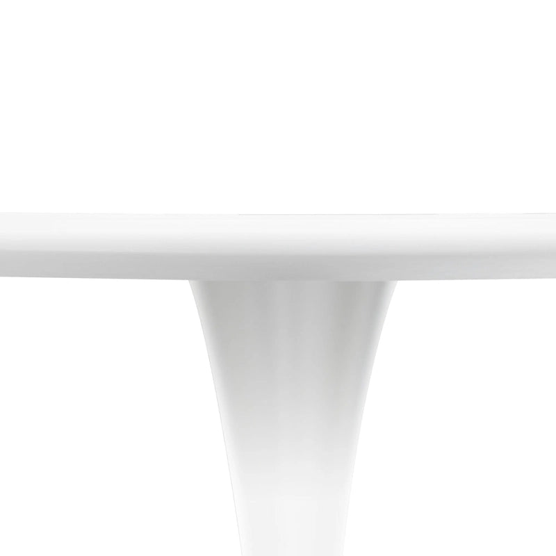 Table de salle à manger ronde de style milieu du siècle, 32 po, plateau en bois MDF et pied tulipe en fer brillant pour cuisine et salle à manger