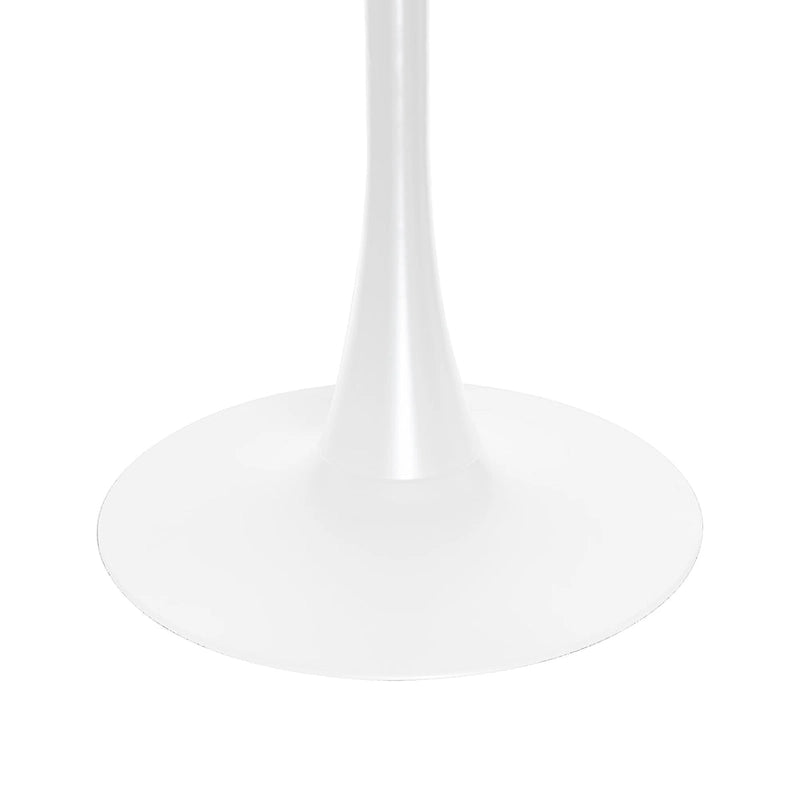 Table de salle à manger ronde de style milieu du siècle, 32 po, plateau en bois MDF et pied tulipe en fer brillant pour cuisine et salle à manger