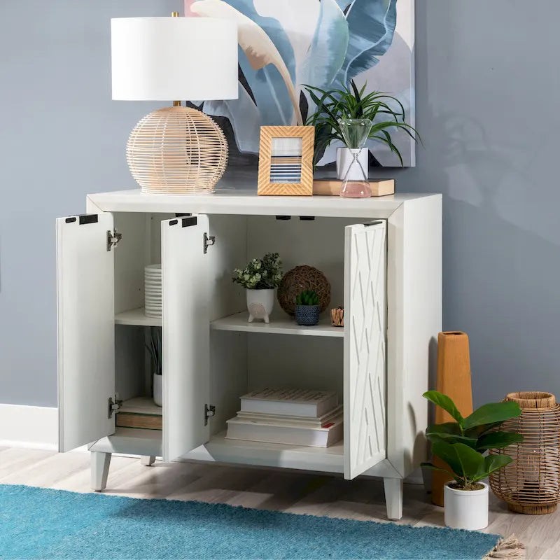 Meuble d'appoint 3 portes avec étagères réglables