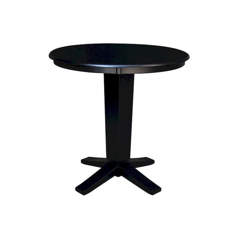 Table de salle à manger piédestal en bois massif à hauteur de comptoir avec plateau rond