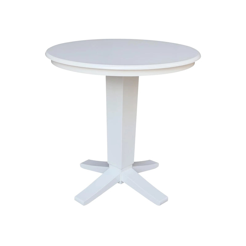 Table de salle à manger piédestal en bois massif à hauteur de comptoir avec plateau rond