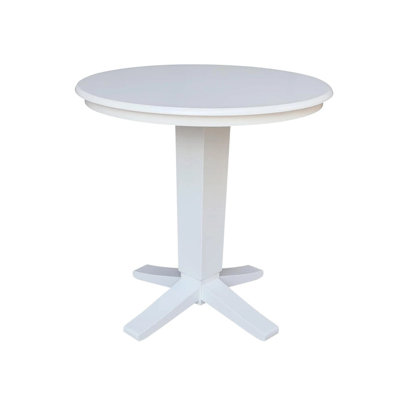 Table de salle à manger piédestal en bois massif à hauteur de comptoir avec plateau rond