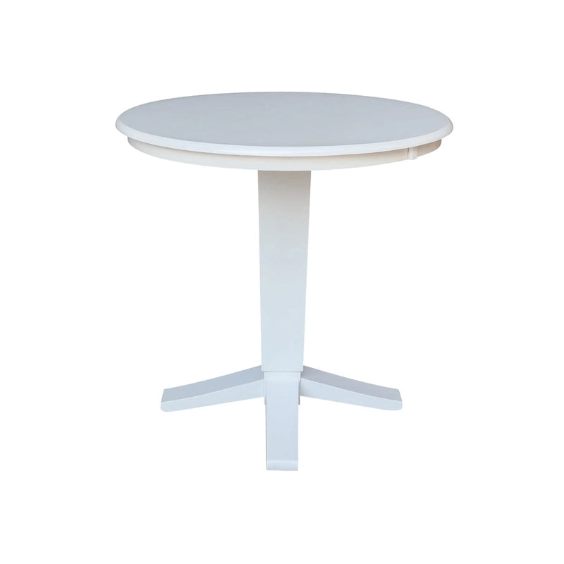 Table de salle à manger piédestal en bois massif à hauteur de comptoir avec plateau rond