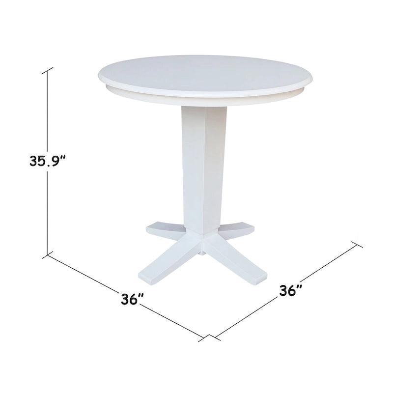 Table de salle à manger piédestal en bois massif à hauteur de comptoir avec plateau rond