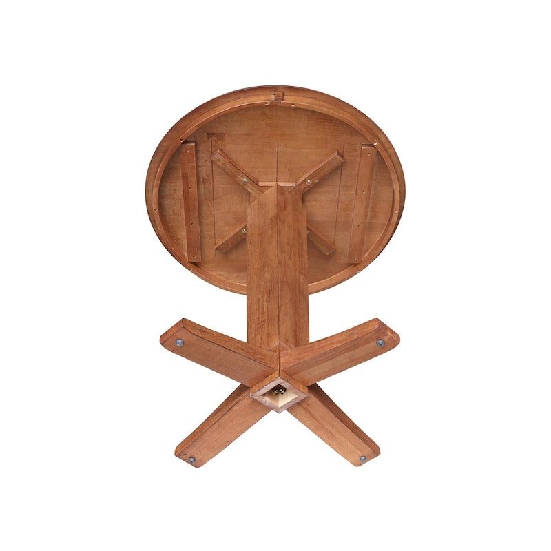 Table de salle à manger piédestal en bois massif à hauteur de comptoir avec plateau rond