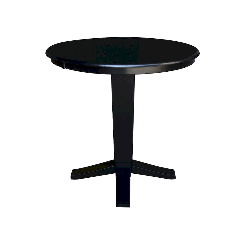 Table de salle à manger piédestal en bois massif à hauteur de comptoir avec plateau rond