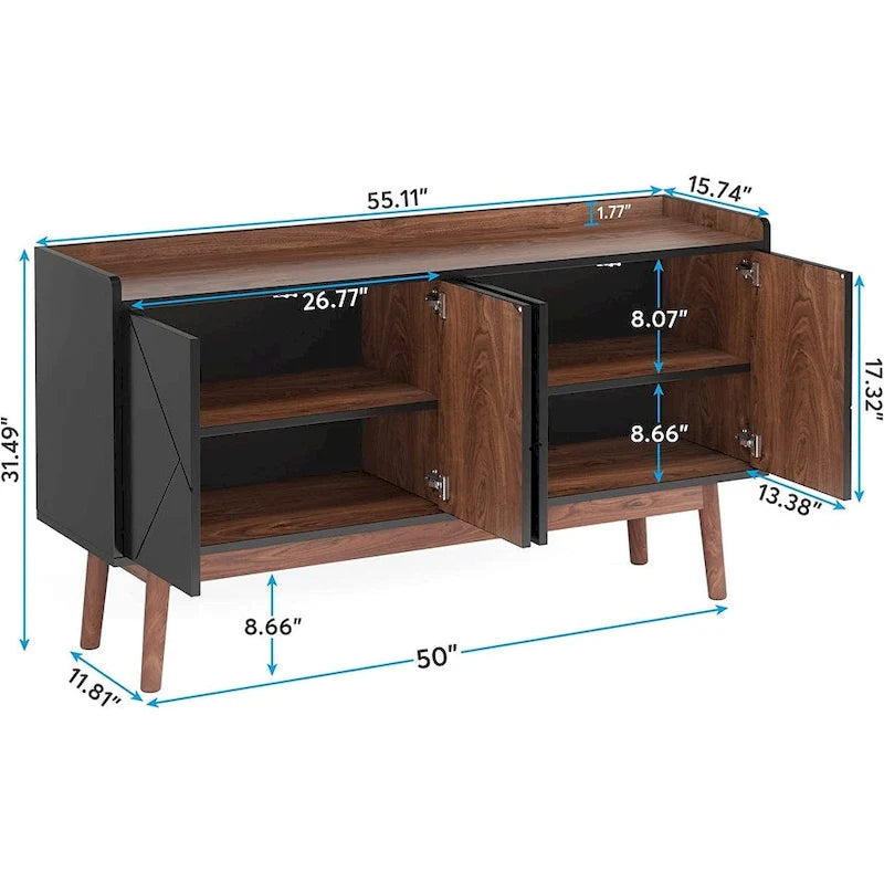 Buffet de rangement de 55 pouces avec portes