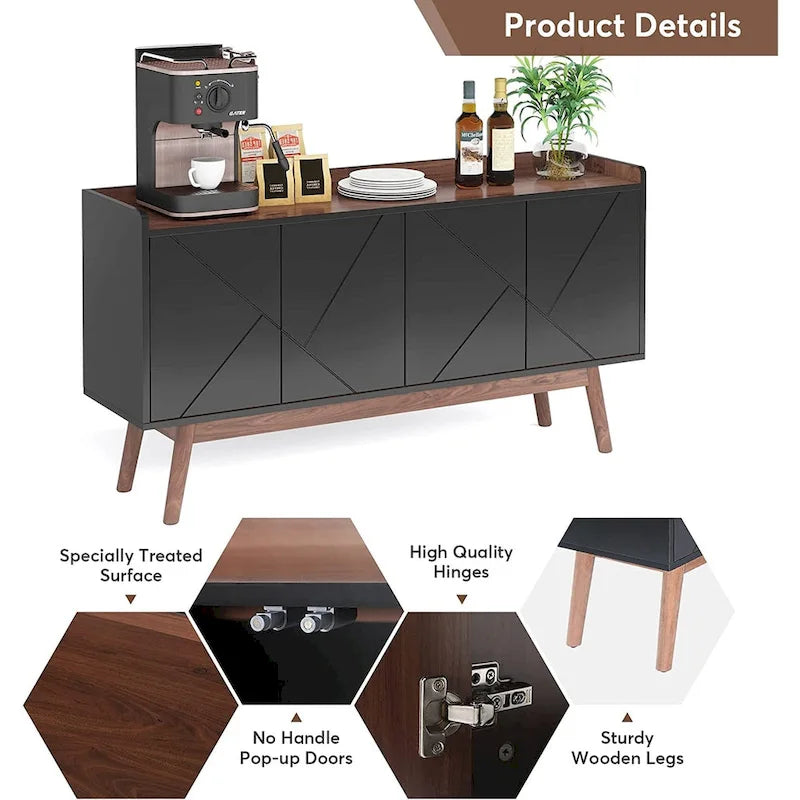 Buffet de rangement de 55 pouces avec portes