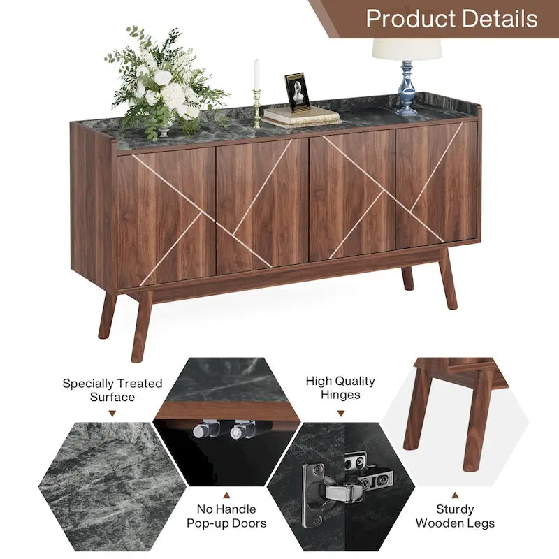 Buffet de rangement de 55 pouces avec portes
