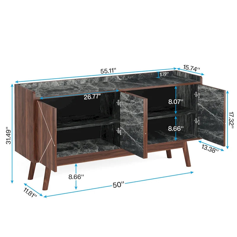 Buffet de rangement de 55 pouces avec portes