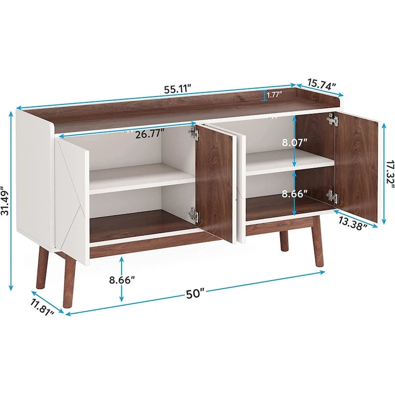 Buffet de rangement de 55 pouces avec portes