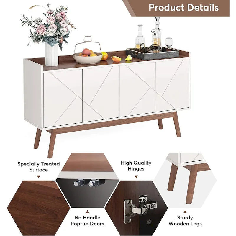 Buffet de rangement de 55 pouces avec portes