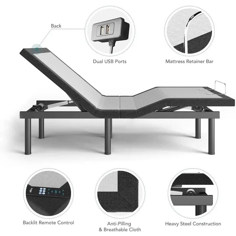 Lit ajustable Zéro Gravité avec massage et télécommande sans fil