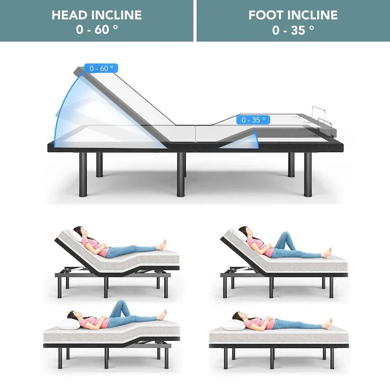 Lit ajustable Zéro Gravité avec massage et télécommande sans fil