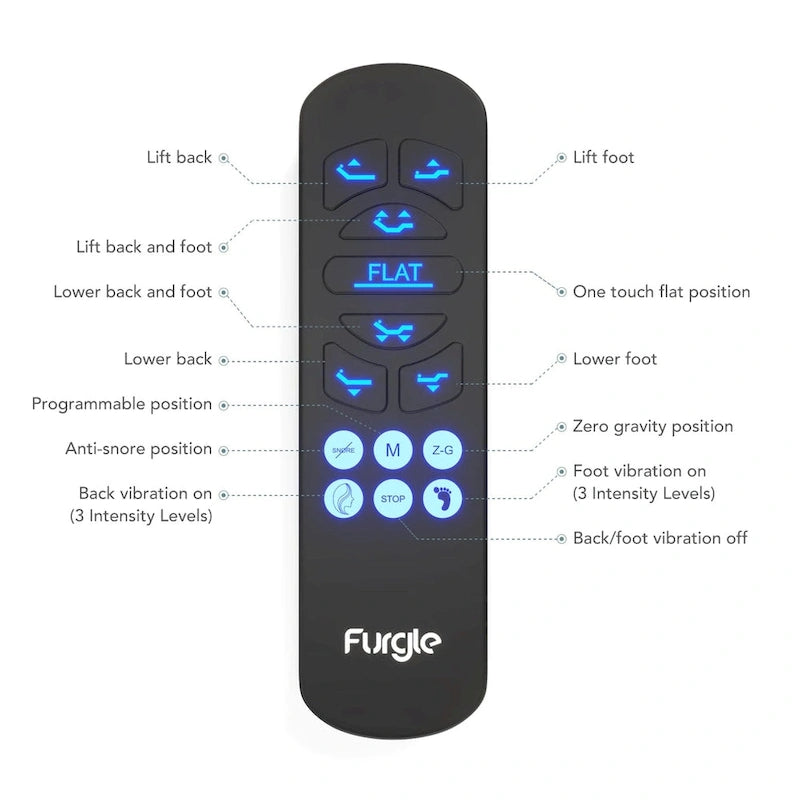 Lit ajustable Zéro Gravité avec massage et télécommande sans fil
