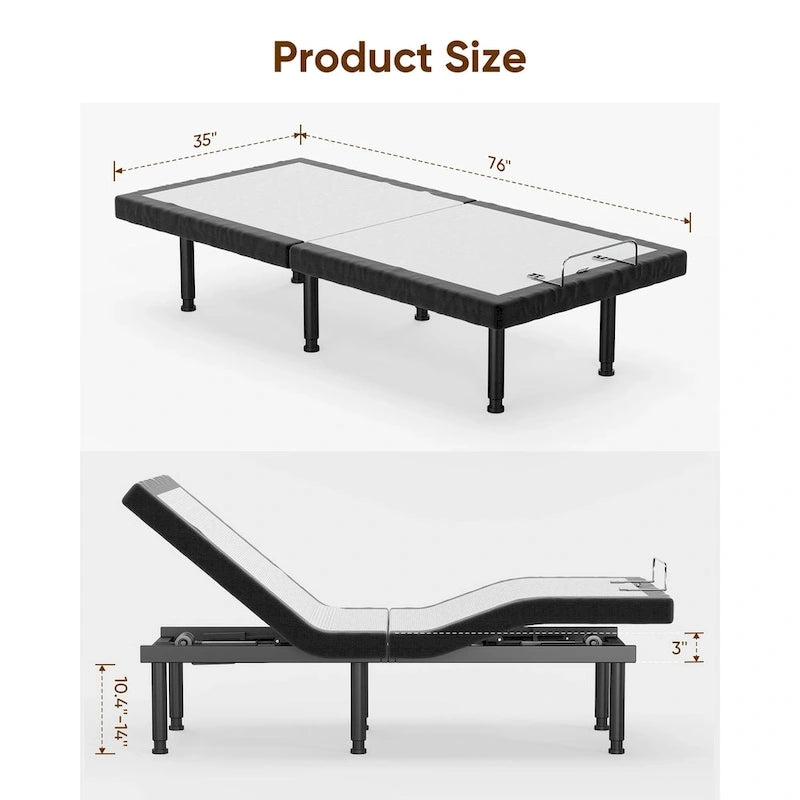 Lit ajustable Zéro Gravité avec massage et télécommande sans fil