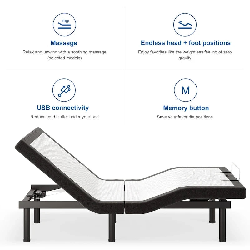Lit ajustable Zéro Gravité avec massage et télécommande sans fil