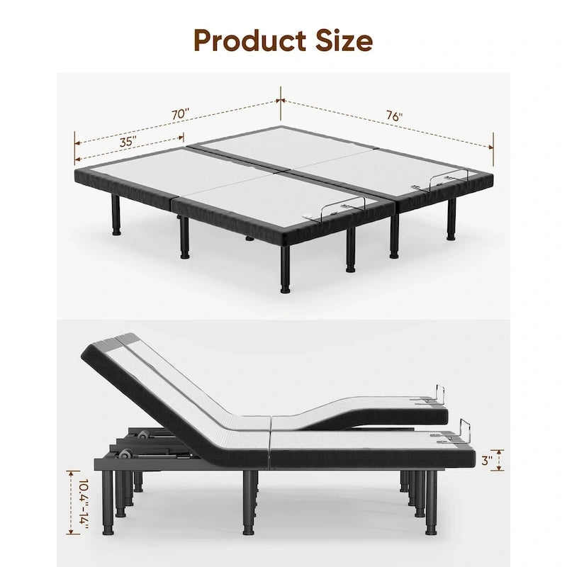 Lit ajustable Zéro Gravité avec massage et télécommande sans fil