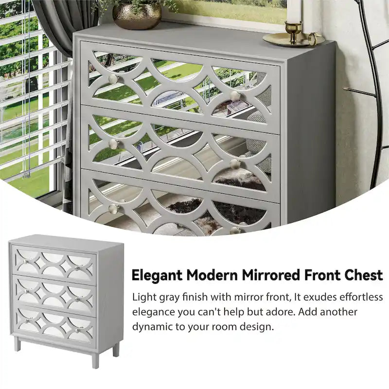 Table de chevet contemporaine avec façade miroir, commode moderne pour chambre à coucher, salon, entrée