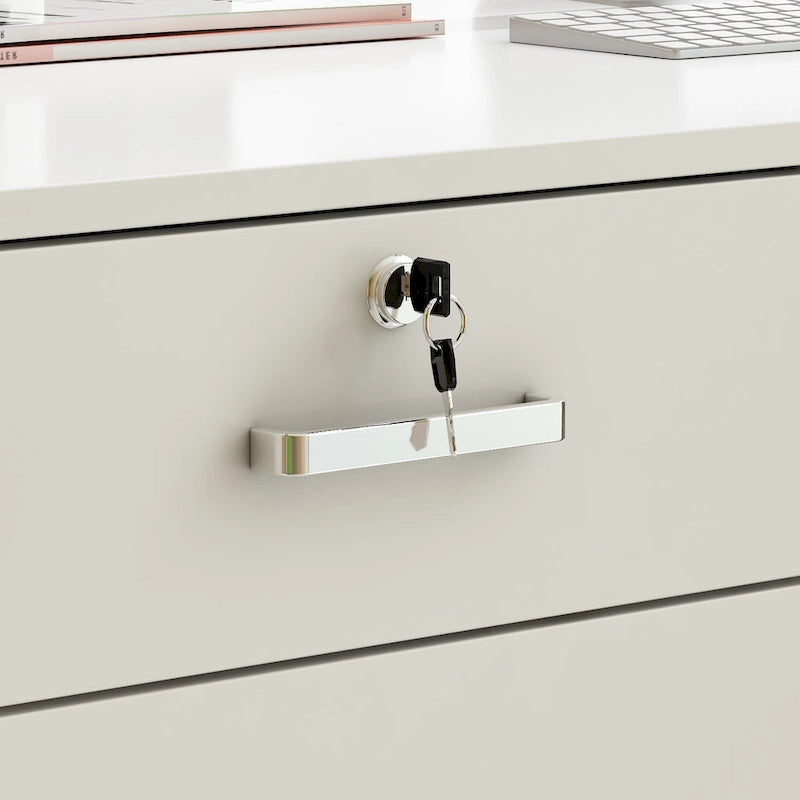 Bureau de réception en L en bois avec tiroir à clavier