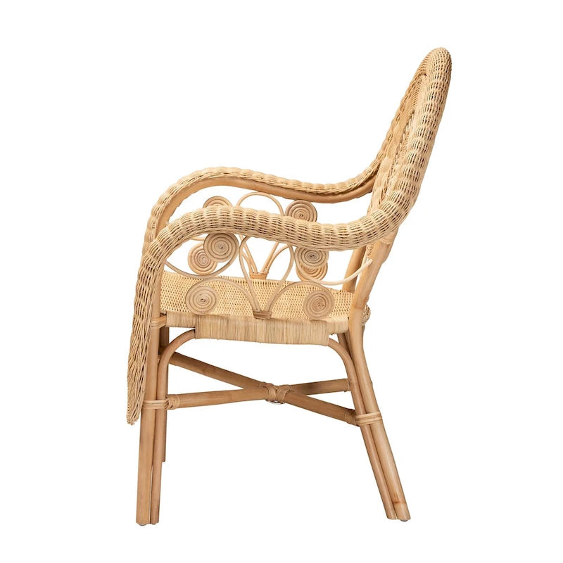 Fauteuil moderne en rotin naturel de style bohème