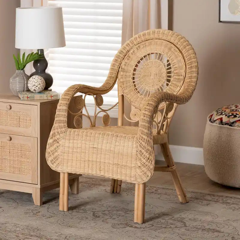 Fauteuil moderne en rotin naturel de style bohème