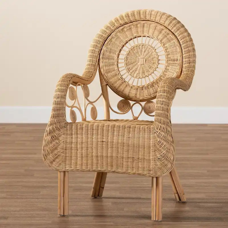 Fauteuil moderne en rotin naturel de style bohème